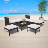 vidaXL Ensemble de salon 6 personnes avec des chaises en poly rotin confortables