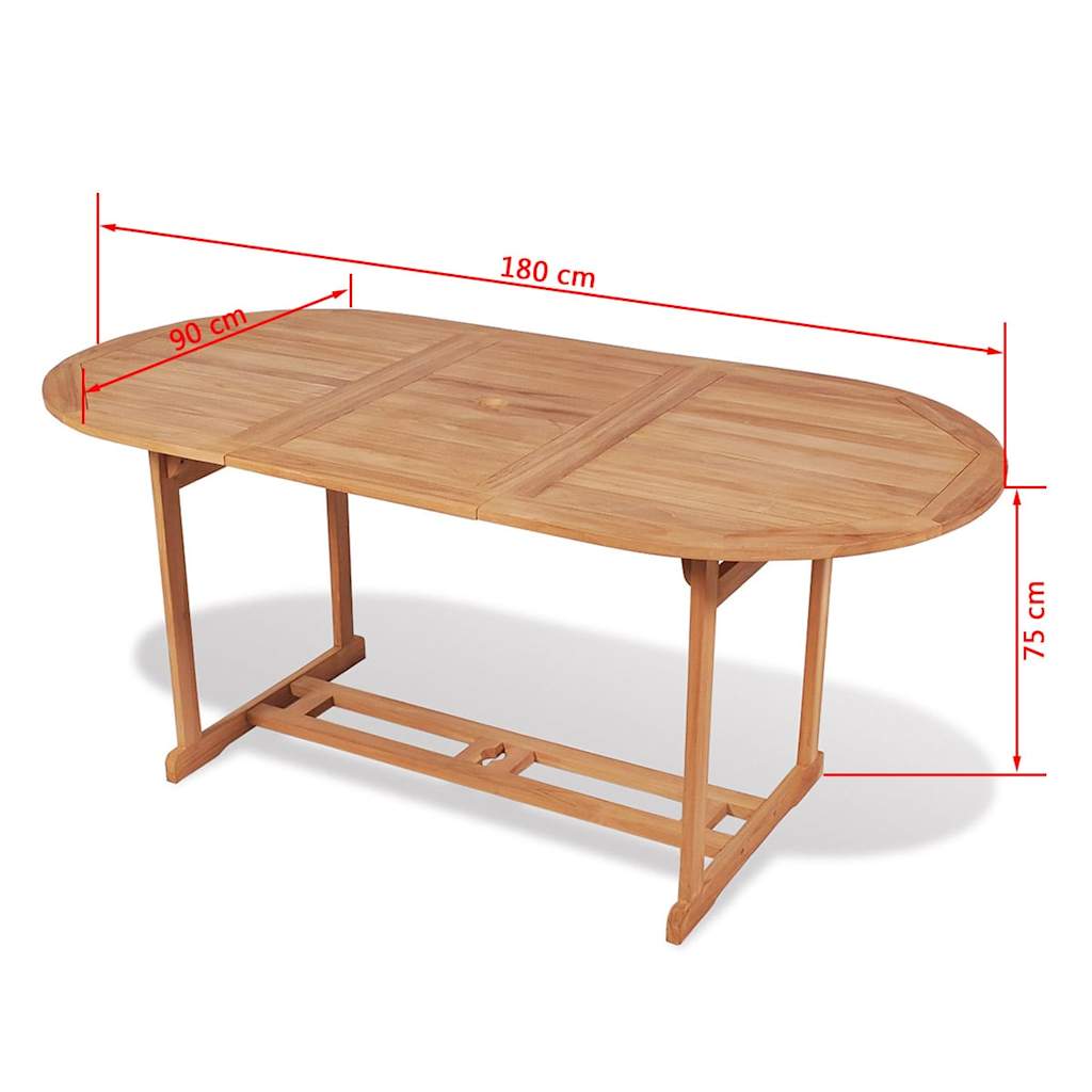 vidaXL 9-delige Tuinset massief teakhout