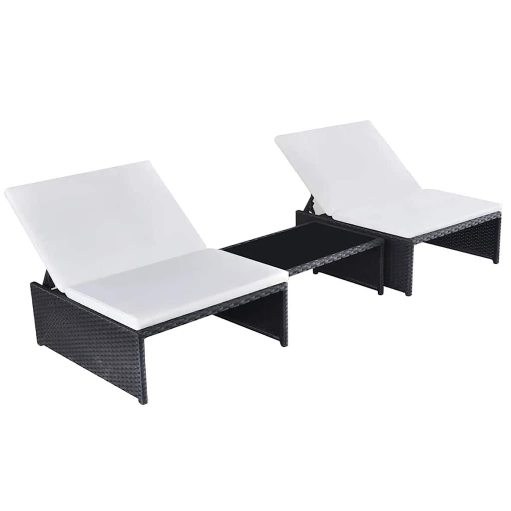 vidaXL Tuinstoelen 2 st verstelbaar met tafel poly rattan bruin