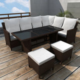vidaXL 4-Piece Lounge Set with Cushions Poly Rattan Brown