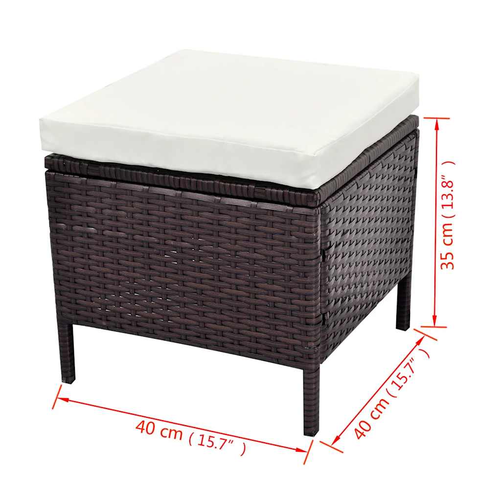 vidaXL 4-Piece Lounge Set with Cushions Poly Rattan Brown
