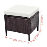 vidaXL 4-Piece Lounge Set with Cushions Poly Rattan Brown