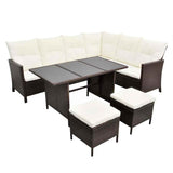 vidaXL 4-Piece Lounge Set with Cushions Poly Rattan Brown