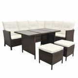 vidaXL 4-Piece Lounge Set with Cushions Poly Rattan Brown