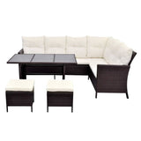vidaXL 4-Piece Lounge Set with Cushions Poly Rattan Brown