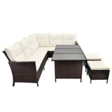 vidaXL 4-Piece Lounge Set with Cushions Poly Rattan Brown