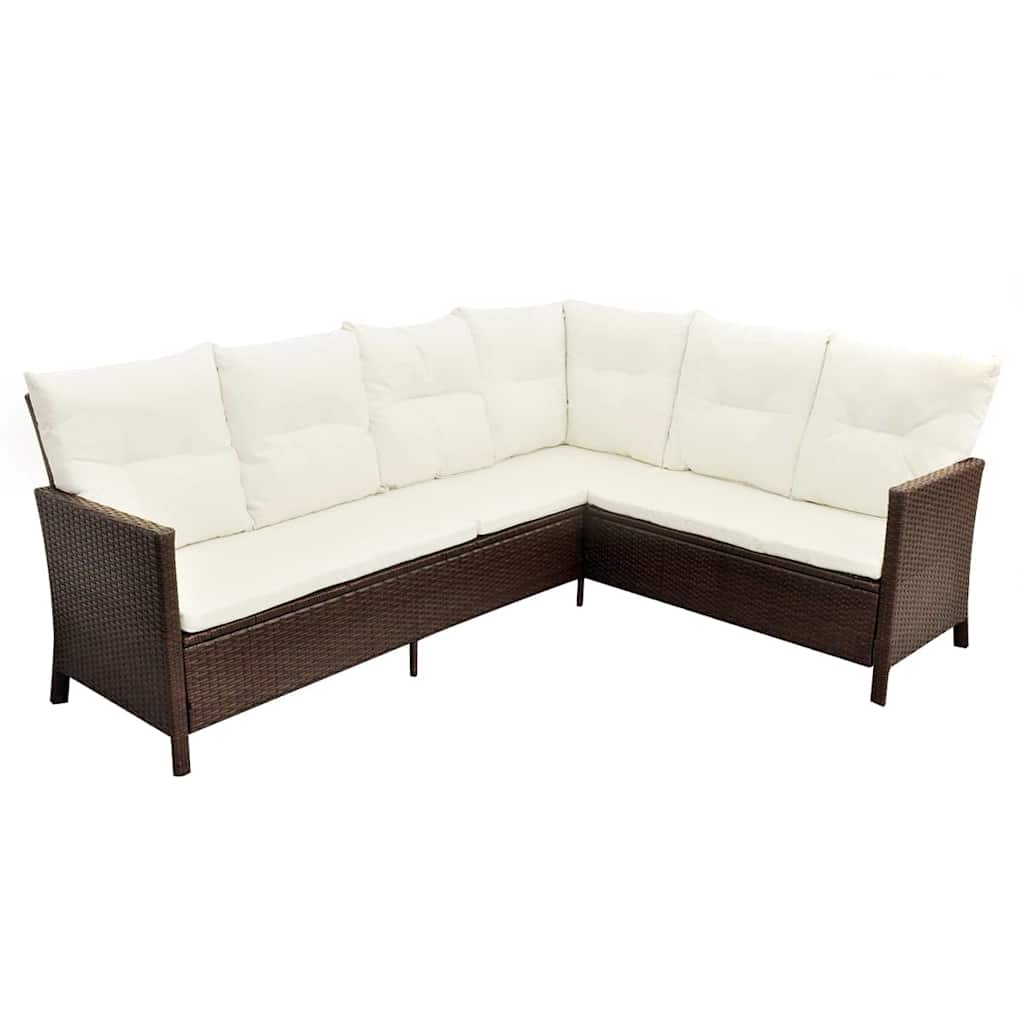vidaXL 4-Piece Lounge Set with Cushions Poly Rattan Brown