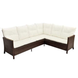 vidaXL 4-Piece Lounge Set with Cushions Poly Rattan Brown