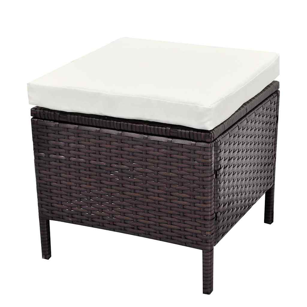 vidaXL 4-Piece Lounge Set with Cushions Poly Rattan Brown