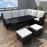 vidaXL 4-Piece Lounge Set with Cushions Poly Rattan Brown