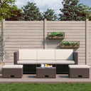 vidaXL 4-Piece Lounge Set with Cushions Poly Rattan Brown