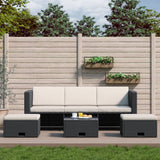 vidaXL 4-Piece Lounge Set with Cushions Poly Rattan Brown
