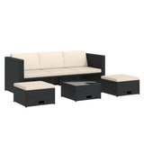 vidaXL 4-Piece Lounge Set with Cushions Poly Rattan Brown