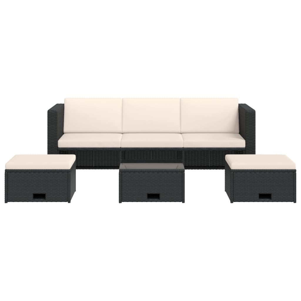 vidaXL 4-Piece Lounge Set with Cushions Poly Rattan Brown