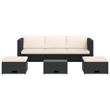 vidaXL 4-Piece Lounge Set with Cushions Poly Rattan Brown