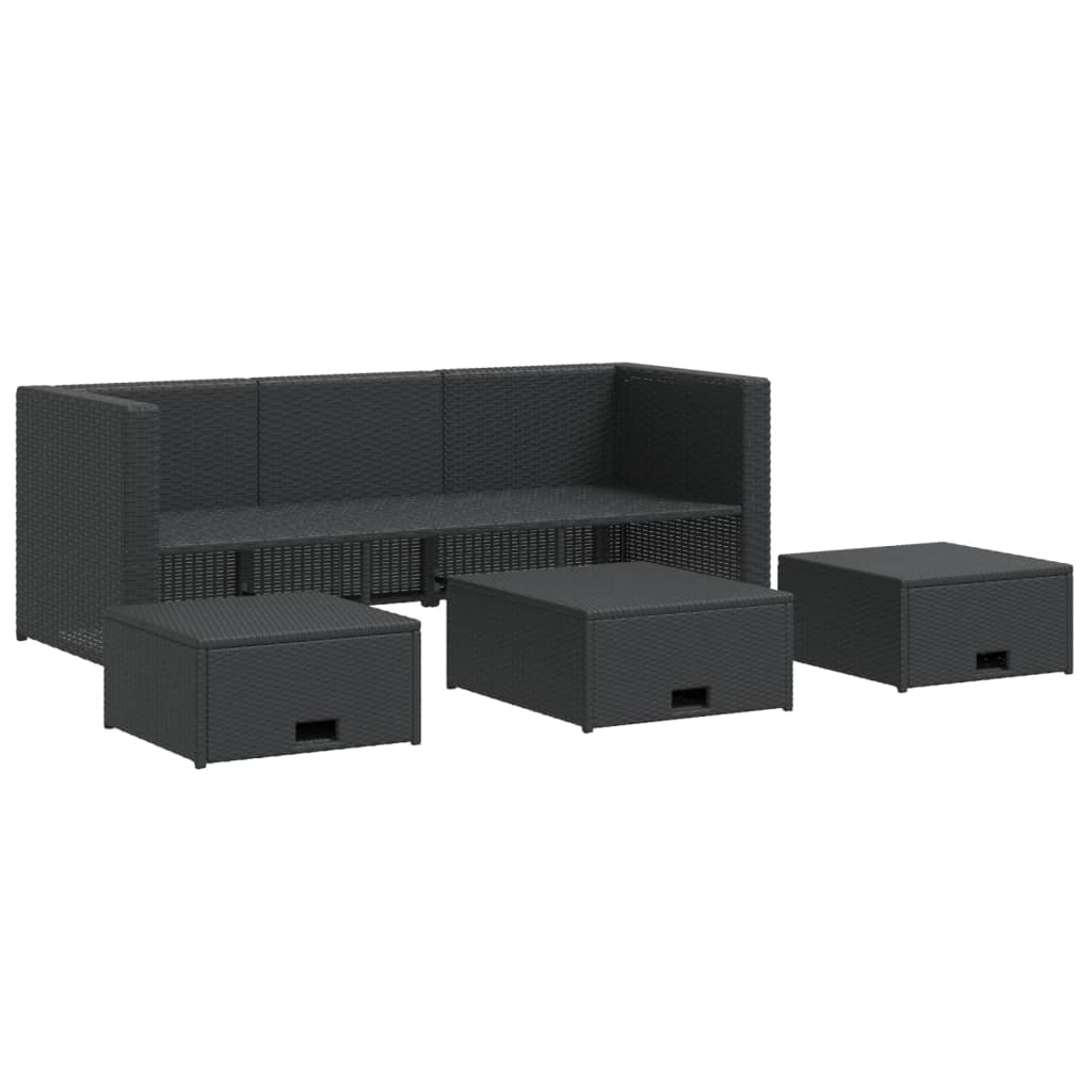 vidaXL 4-Piece Lounge Set with Cushions Poly Rattan Brown
