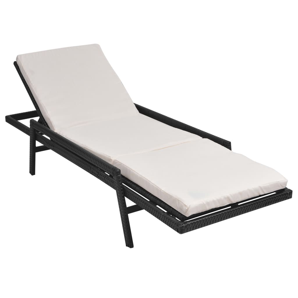 vidaXL Ligbed met kussen poly rattan bruin
