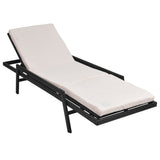 vidaXL Ligbed met kussen poly rattan bruin