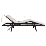 vidaXL Ligbed met kussen poly rattan bruin
