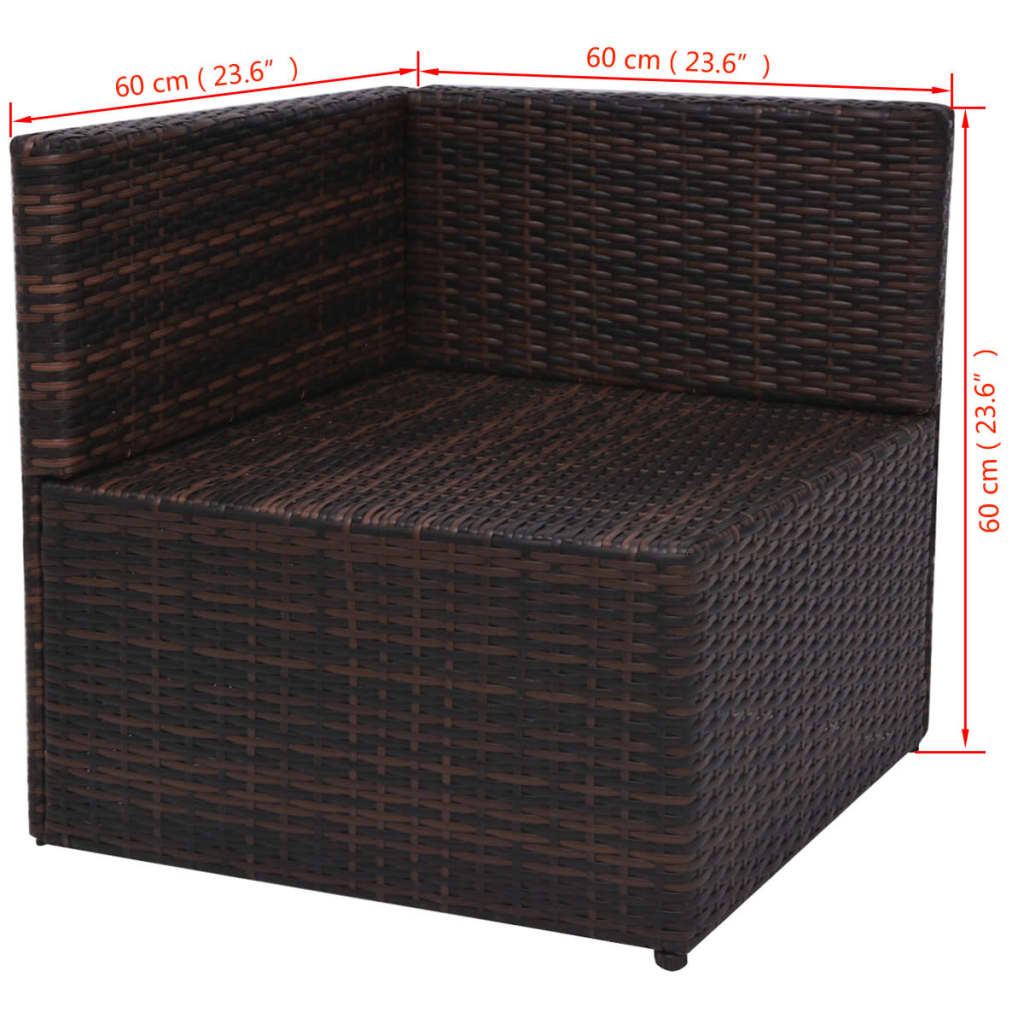 vidaXL 5-delige Loungeset met kussens poly rattan bruin