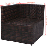 vidaXL 5-delige Loungeset met kussens poly rattan bruin