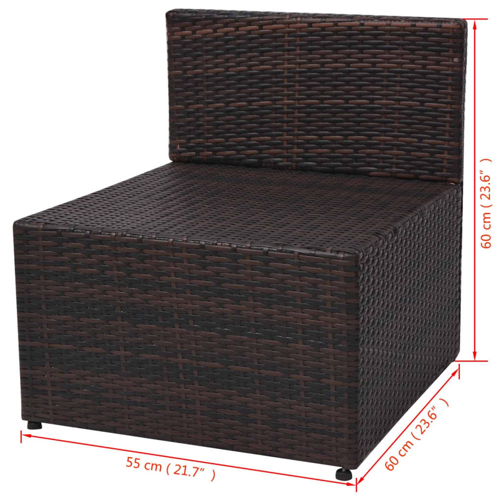 vidaXL 5-delige Loungeset met kussens poly rattan bruin