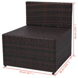 vidaXL 5-delige Loungeset met kussens poly rattan bruin