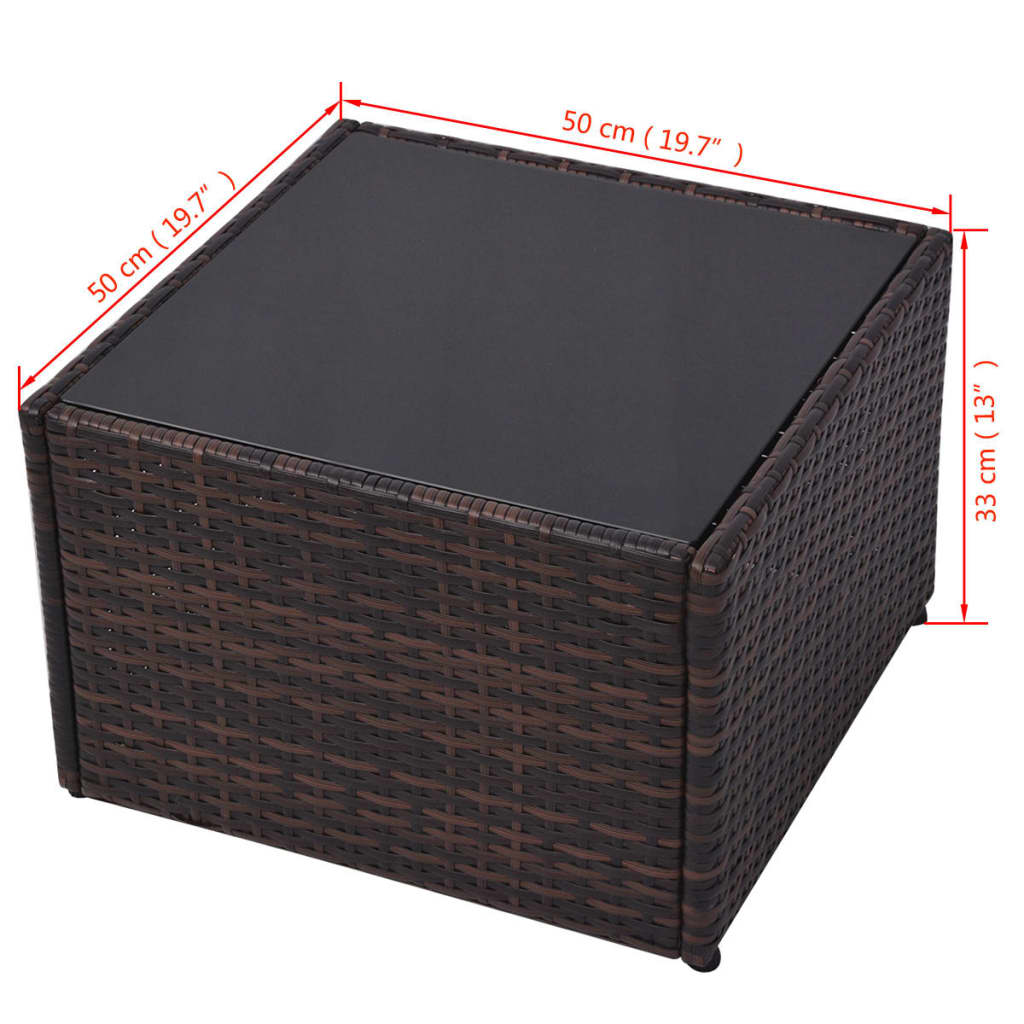 vidaXL 5-delige Loungeset met kussens poly rattan bruin