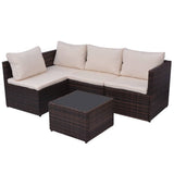 vidaXL 5-delige Loungeset met kussens poly rattan bruin