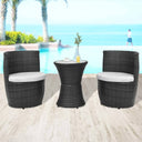 vidaXL 3-delige Bistroset met kussens poly rattan bruin