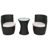 vidaXL 3-delige Bistroset met kussens poly rattan bruin