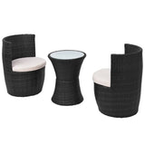 vidaXL 3-delige Bistroset met kussens poly rattan bruin