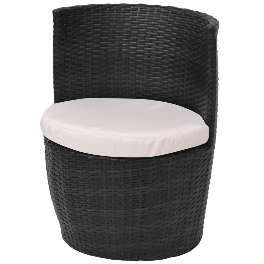 vidaXL 3-delige Bistroset met kussens poly rattan bruin