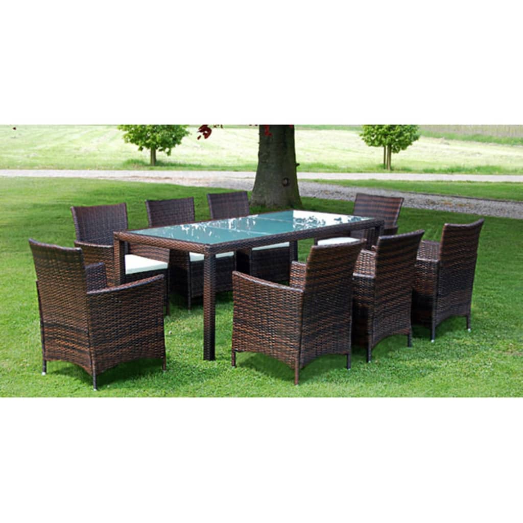 vidaXL 3-delige Tuinset poly rattan bruin