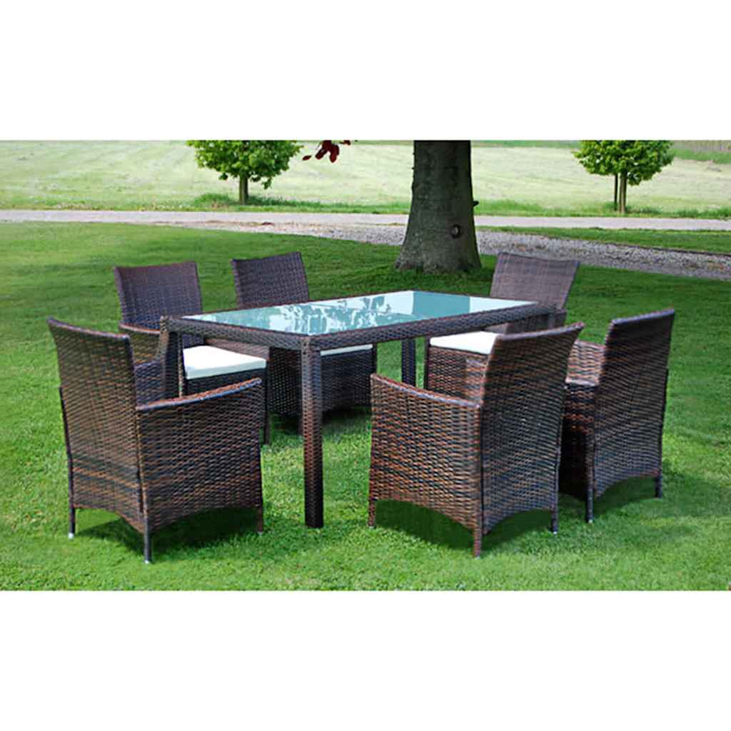 vidaXL 3-delige Tuinset poly rattan bruin