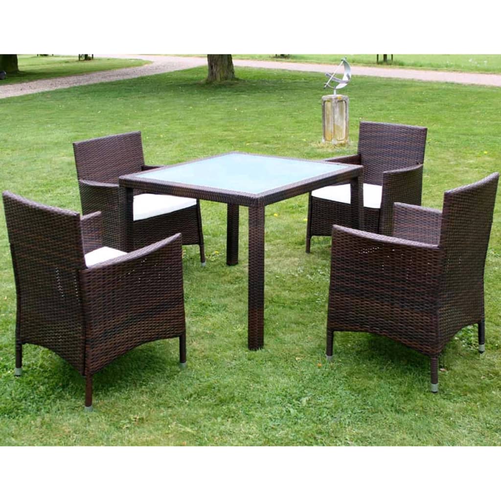 vidaXL 3-delige Tuinset poly rattan bruin