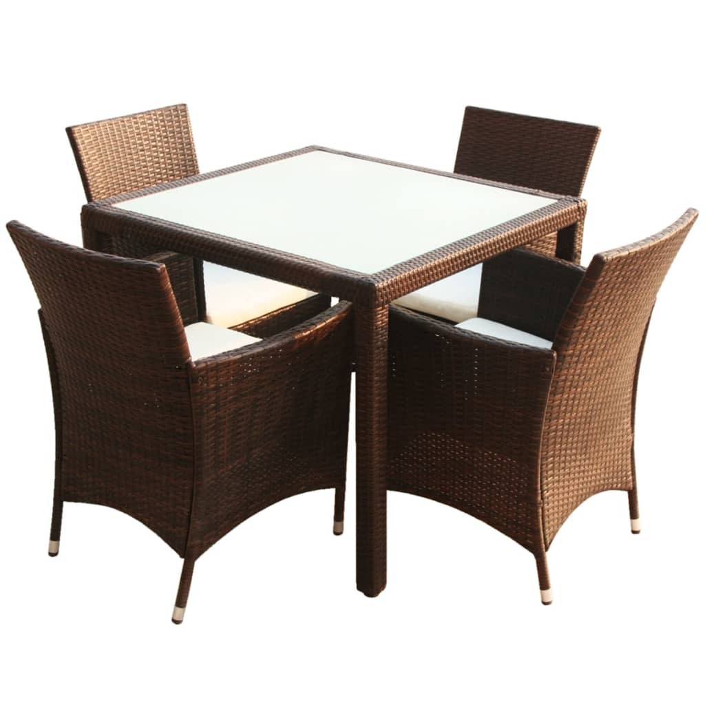 vidaXL 3-delige Tuinset poly rattan bruin