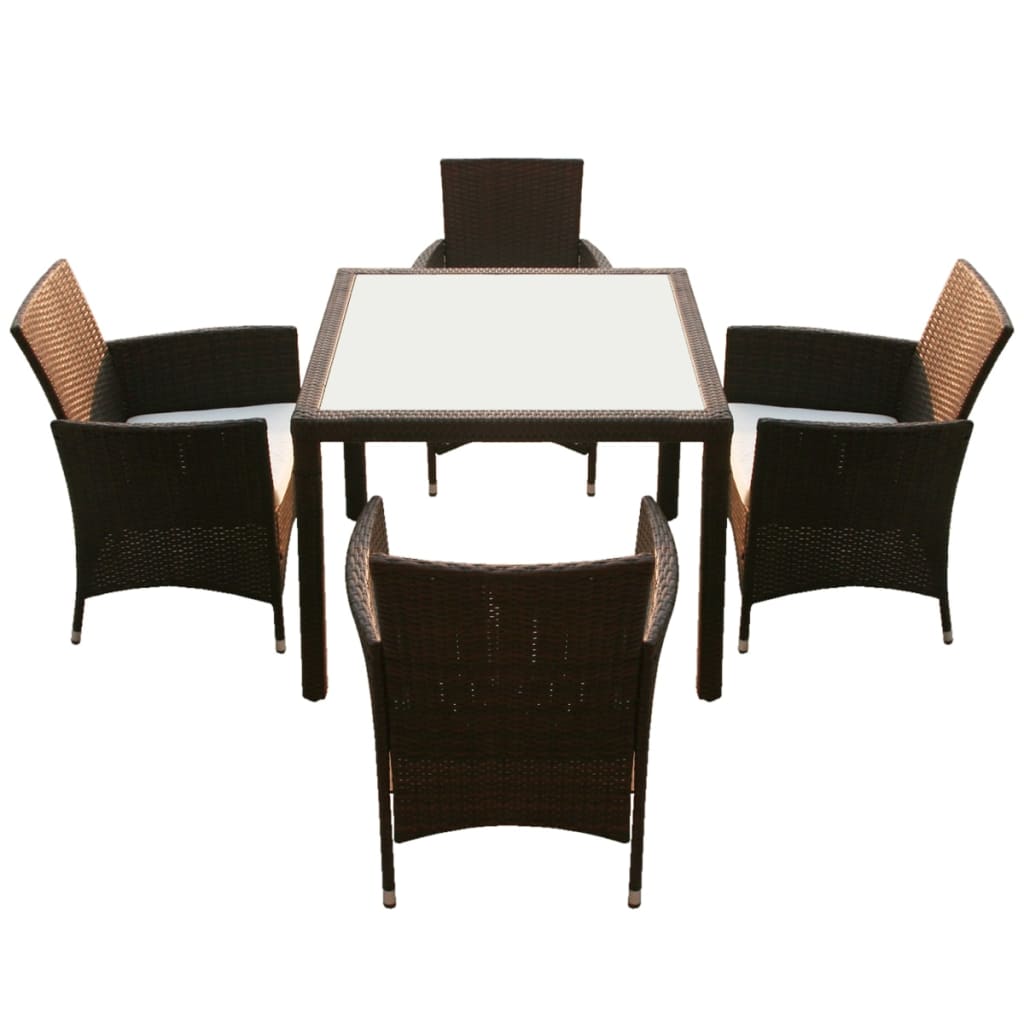 vidaXL 3-delige Tuinset poly rattan bruin