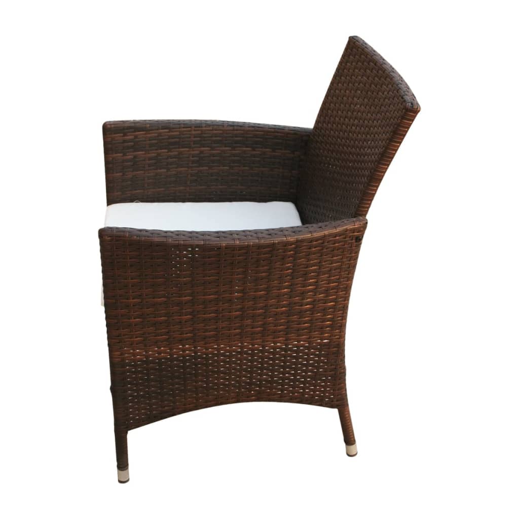 vidaXL 3-delige Tuinset poly rattan bruin