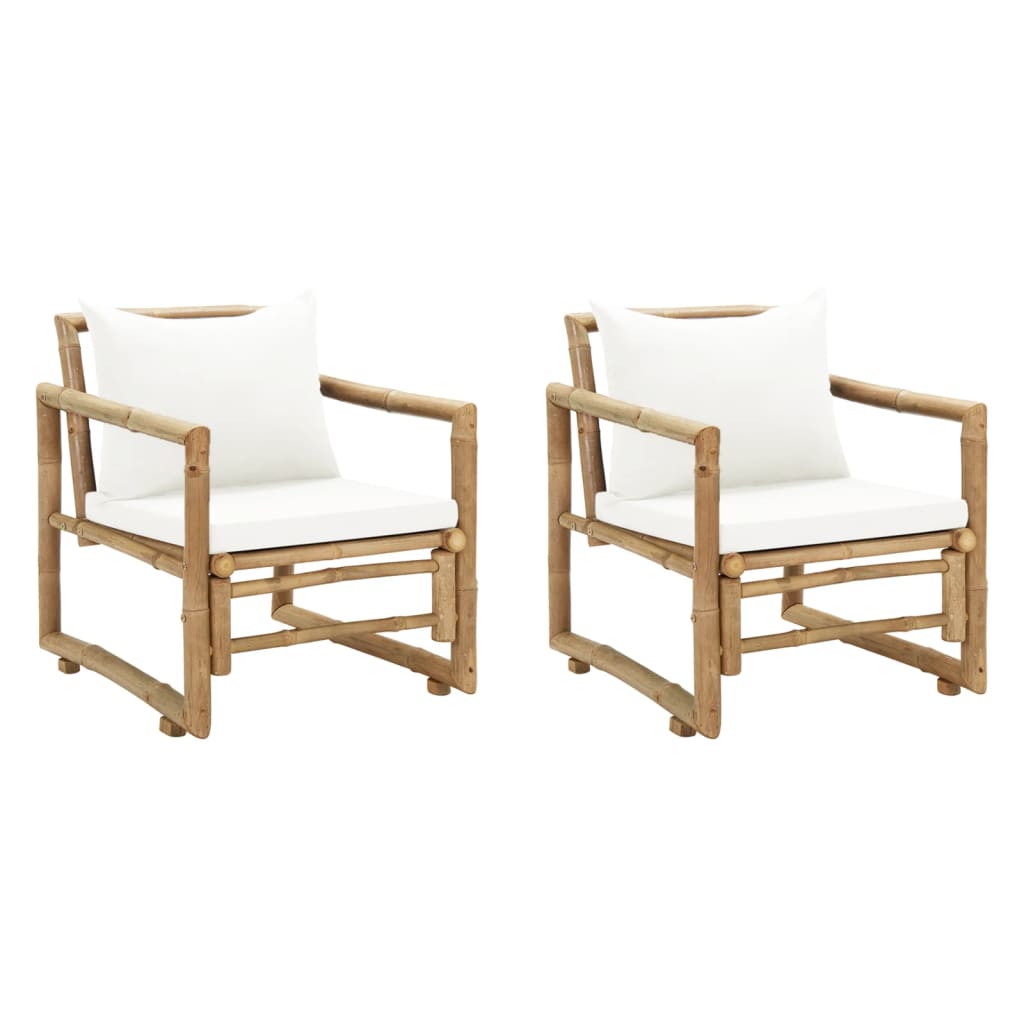 vidaXL Garden chairs with cushions 2 pcs bamboo