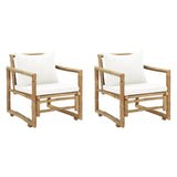 vidaXL Garden chairs with cushions 2 pcs bamboo