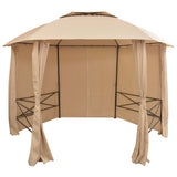 vidaXL Tuinpaviljoen met gordijnen 180 g/m² 360x312x265 cm wit