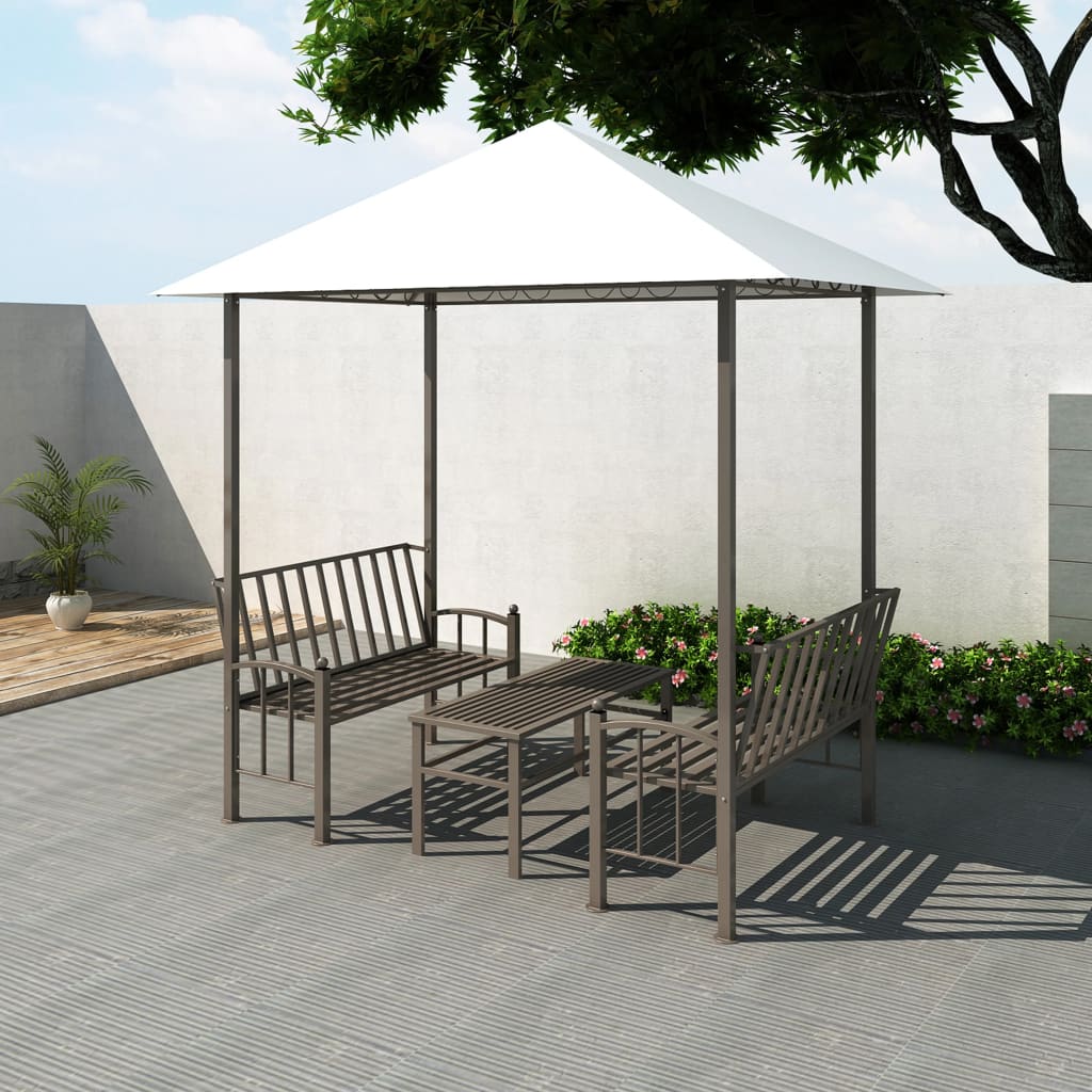 vidaXL Tuinpaviljoen met tafel en bankjes 180 g/m² 2,5x1,5x2,4 m taupe