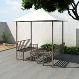 vidaXL Tuinpaviljoen met tafel en bankjes 180 g/m² 2,5x1,5x2,4 m taupe