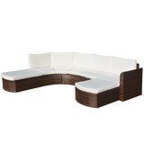 vidaXL 4-delige Loungeset met kussens poly rattan grijs