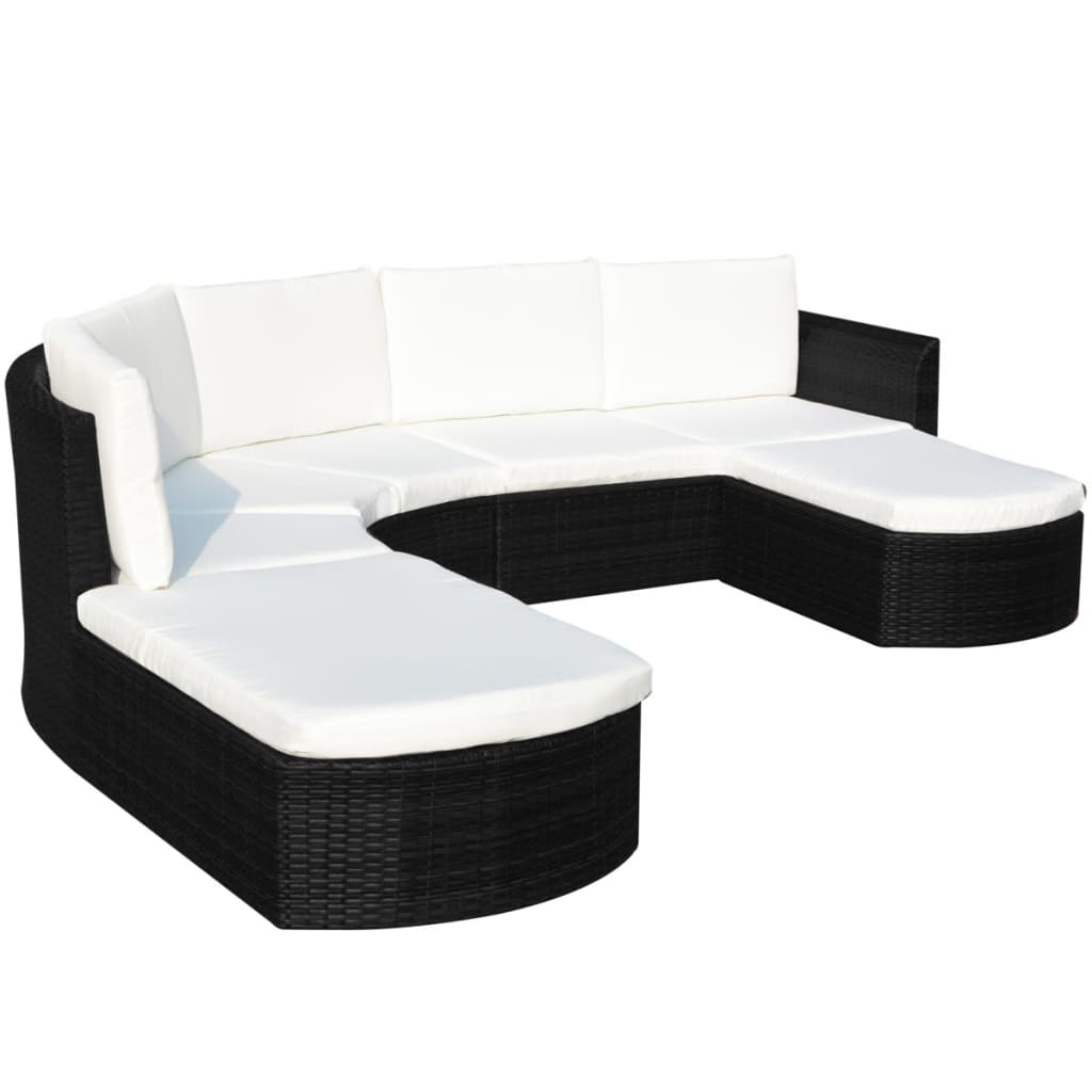 vidaXL 4-delige Loungeset met kussens poly rattan grijs
