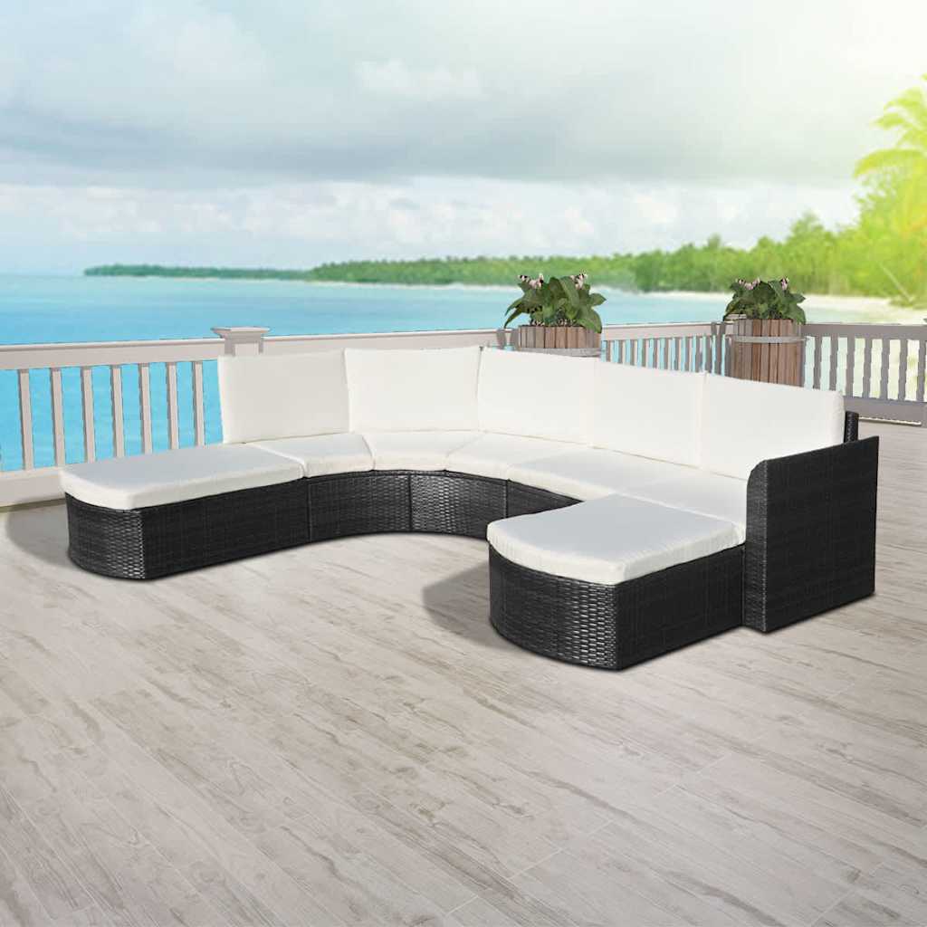 vidaXL 4-delige Loungeset met kussens poly rattan grijs