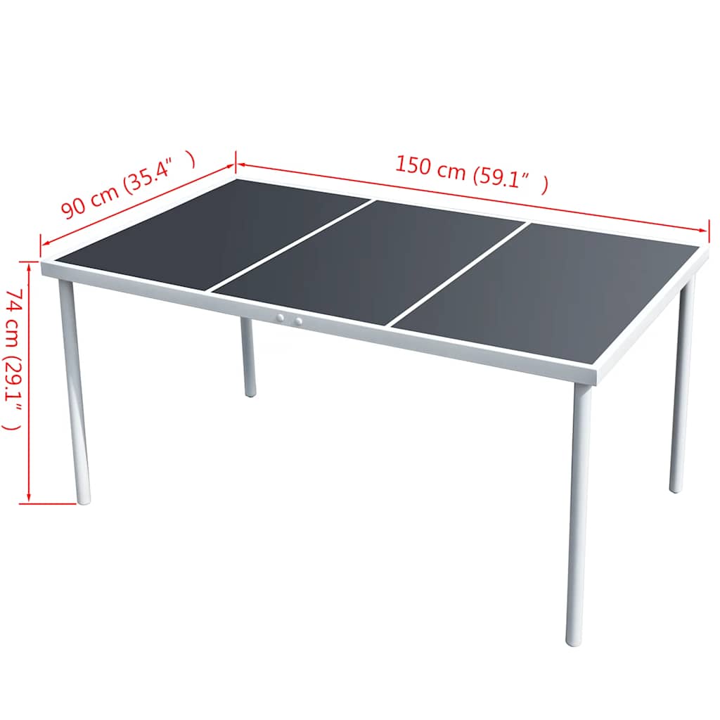 vidaXL Tuintafel 150x90x74 cm staal zwart