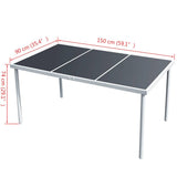 vidaXL Tuintafel 150x90x74 cm staal zwart
