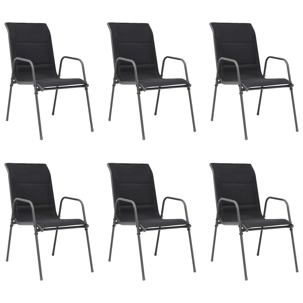 vidaXL Tuinstoelen stapelbaar 2 st staal en textileen zwart